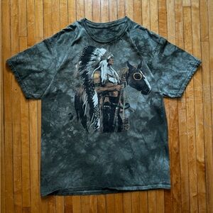 VTG 90s Native American Horse The Mountain Green Unisex T-shirt Sz. XL